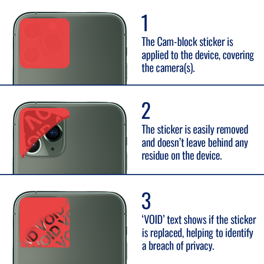 38mm Camblock Square Tamper Evident Mobile Phone Stickers 100 pack